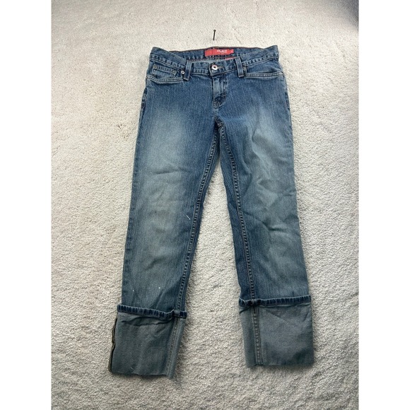 Calvin Klein Choice Jeans Womens 26 Blue Denim Straight Leg Cuffed Vintage Style - Picture 1 of 14